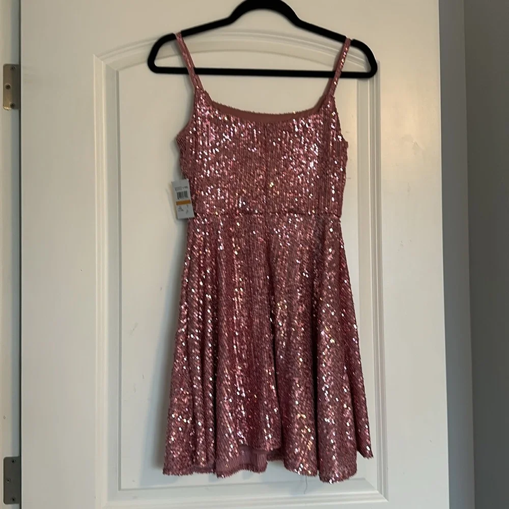 Morgan and Co Pink Sequin Dress - Size 3
